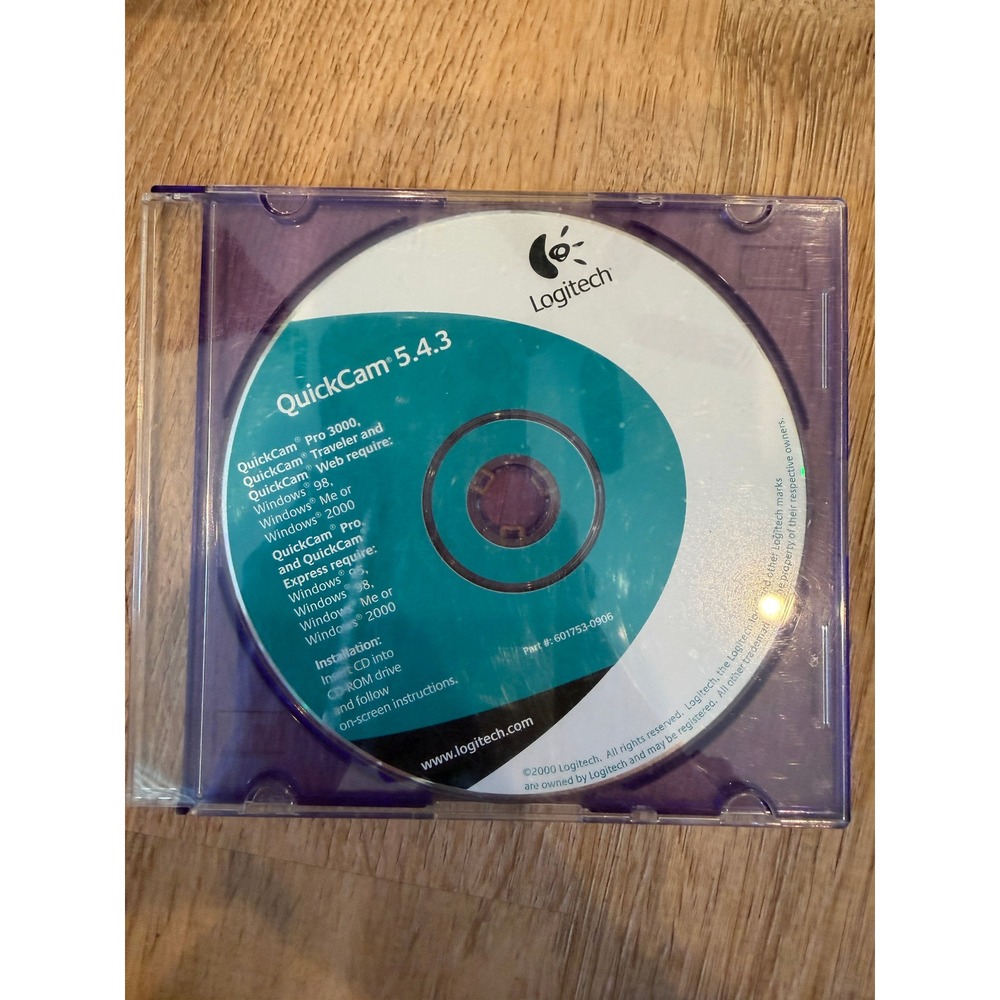Logitech QuickCam 5.4.3 Software CD-ROM Windows 98 Me 2000 Drivers 601753-0906